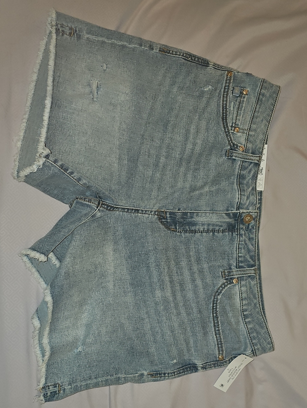 Seven7 Light Blue Fray Hem Denim Shorts